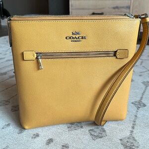 Coach Crossbody Purse. Yellow, Length = 11, Height = 10.